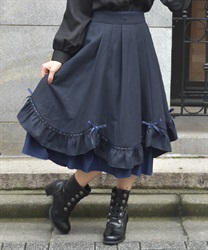 リボン×ヘリンボーンスカート【WEB先行販売】(紺-F)