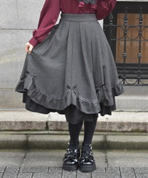 リボン×ヘリンボーンスカート【WEB先行販売】(黒-F)
