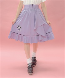 パンジー刺繍ラッフルスカート(パープル-M)