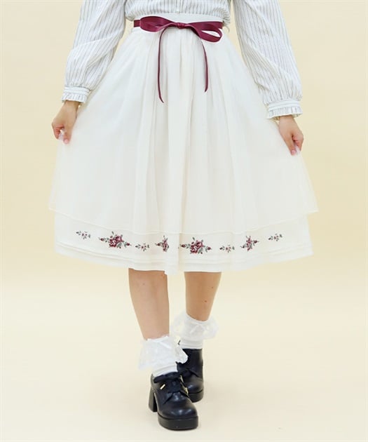 ブーケ刺繍フレアスカート | 衣料 | axes femme online shop ブーケ刺繍フレアスカート | 衣料 | axes femme online shop