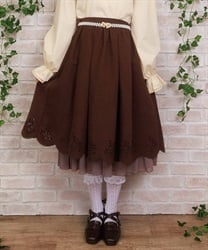 スカラップ×カットワークスカート【予約】(茶-M)