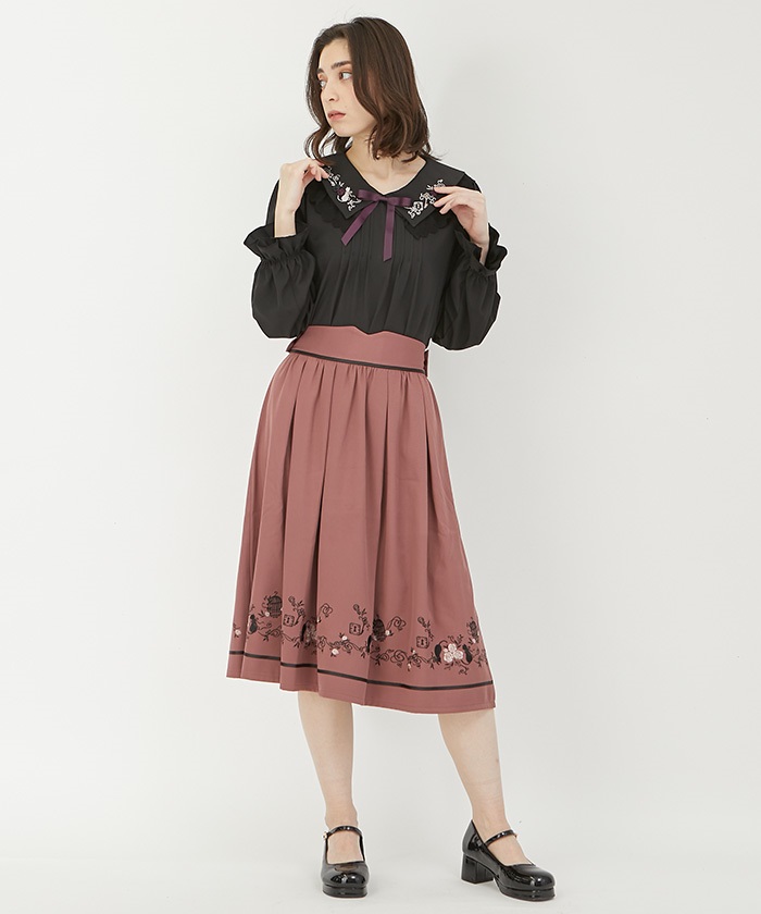 リボン付猫刺繍スカート | outlet | axes femme online shop 