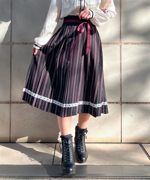 ストライププリーツミディスカート | outlet | axes femme ストライププリーツミディスカート | outlet | axes femme