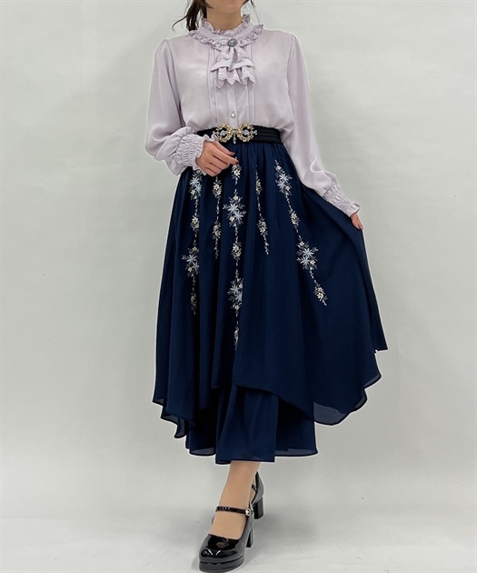 フラワー刺繍イレヘムスカート | outlet | axes femme online shop フラワー刺繍イレヘムスカート | outlet | axes femme online shop