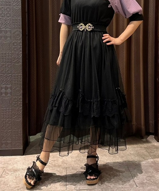 ローズ付ドレープチュールスカート | outlet | axes femme