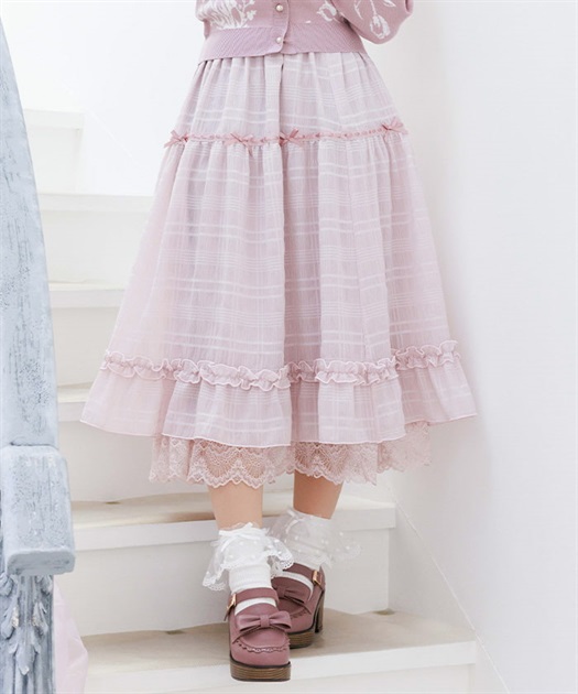 シアーチェックティアードスカート | 衣料 | axes femme online shop シアーチェックティアードスカート | 衣料 | axes femme online shop