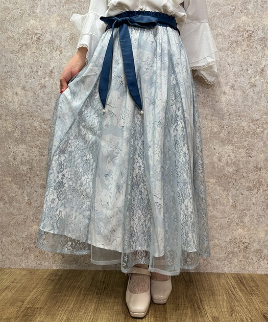 線画花柄レイヤードスカート | レディース服・レディース 線画花柄レイヤードスカート | レディース服・レディース
