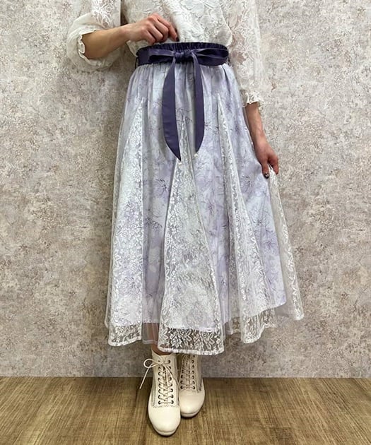 線画花柄レイヤードスカート | outlet | axes femme online shop