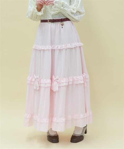 シアーギンガムティアードスカート | POETIQUE | axes femme online shop