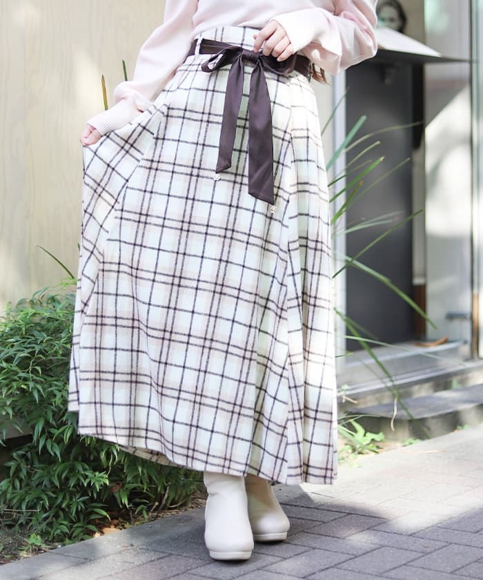 起毛チェックフレアスカート | 衣料 | axes femme online shop