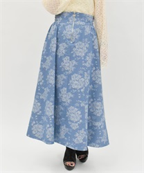 ジップ付ブーケデニムスカート【2点10%OFF対象商品】(ブリーチ-F)