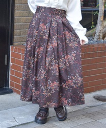 フローラルプリントスカート【2点10%OFF対象商品】(茶-F)