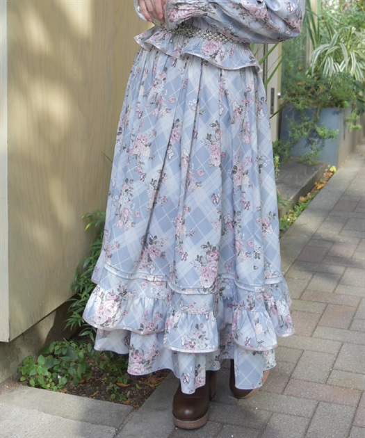 チェック×フラワー柄スカート | axes femme | axes femme online shop