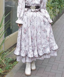 チェック×フラワー柄スカート【二次予約】(ピンク-F)