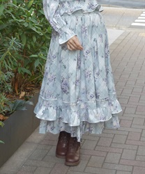 チェック×フラワー柄スカート【二次予約】(ミント-F)