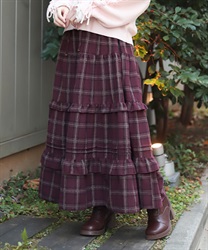 チェックティアードスカート【期間限定価格】(ワイン-F)