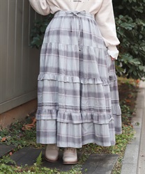 チェックティアードスカート【期間限定価格】(グレー-F)