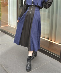 【セットアップ対応】ジャガードスカート(紺-F)