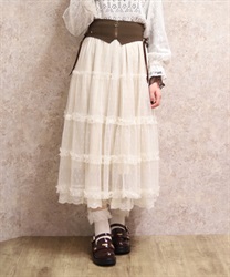 ベルト付チュールスカート(生成り-F)