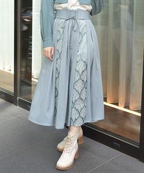 レースアップ×ジャガードスカート(サックス-F)