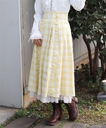 プチフリルチェック柄スカート(イエロー-F)