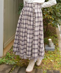 プチフリルチェック柄スカート(ラベンダー-F)