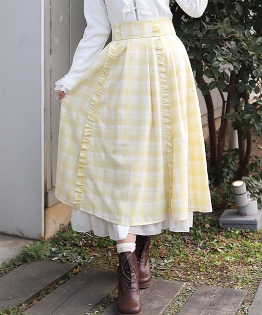 プチフリルチェック柄スカート