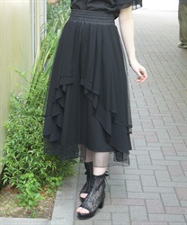 前後２ＷＡＹフリルスカート(黒-F)