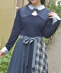 襟付きトップス【WEB先行販売】(紺-F)
