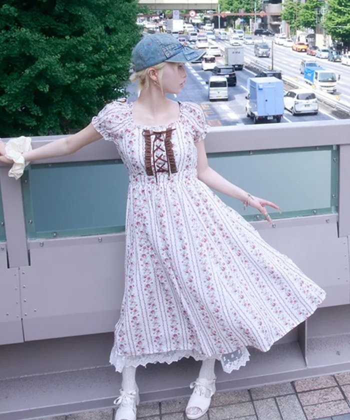 ストライプ花柄ワンピース | axes femme 公式オンラインショップ
