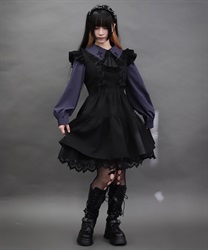 クロスレースフリルミニワンピース【期間限定価格】(黒-M)