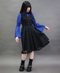 バックフリルジャカードワンピース(黒-M)