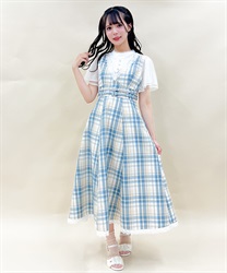 Ｖネックレトロワンピ【期間限定価格】(サックス-M)