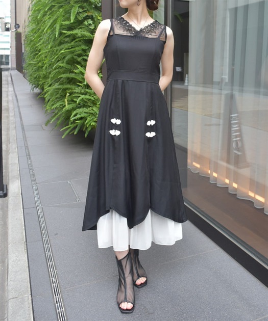 チャイナ釦バイカラーワンピース | 衣料 | axes femme online shop チャイナ釦バイカラーワンピース | 衣料 | axes femme online shop