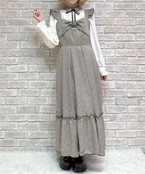 リボンデザインロングジャンスカ(茶-M)