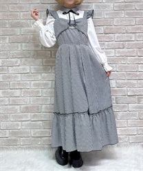 リボンデザインロングジャンスカ(黒-M)