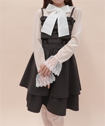 ベロアリボン付きキャミワンピ(茶-M)