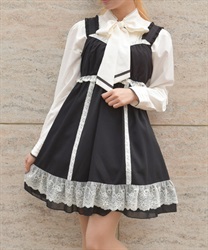 レース使いチュニックワンピース(黒-F)