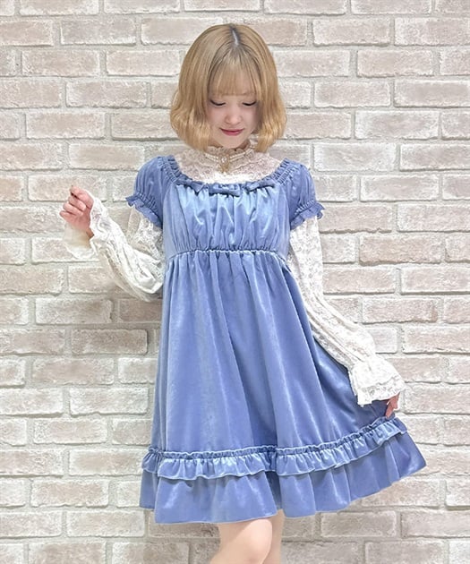 トロワリボンベロアワンピース