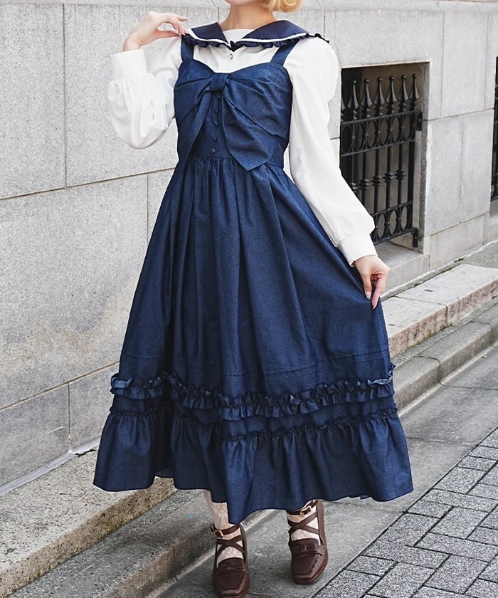 アクシーズファム　ポエティック　リボン　ジャンパースカート　axes femme 裾デザインリボンジャンパースカート | POETIQUE | axes femme 公式
