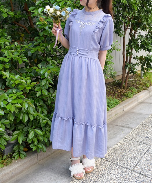 すみれ刺繍ワンピース | レディース服・レディースファッション すみれ刺繍ワンピース | レディース服・レディースファッション
