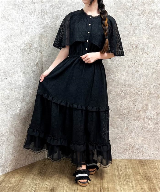 ローズレースケープワンピース【期間限定価格】 | outlet | axes ローズレースケープワンピース【期間限定価格】 | outlet | axes