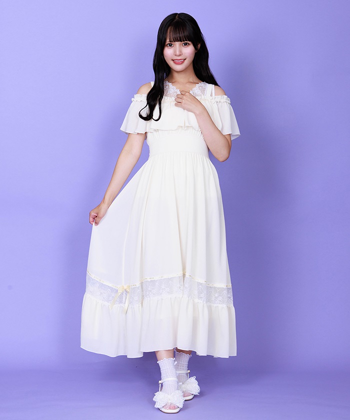 オフショルフリルロングワンピース | POETIQUE -outlet- | axes femme
