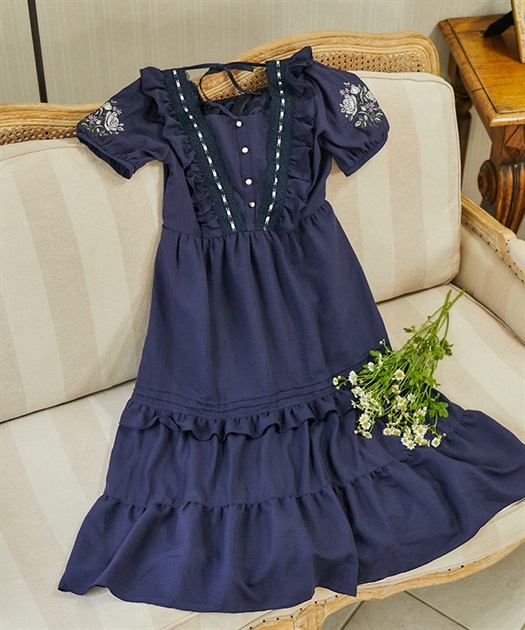 ハシゴレース×袖バラ刺繍ワンピース【期間限定価格】 | outlet ハシゴレース×袖バラ刺繍ワンピース【期間限定価格】 | outlet