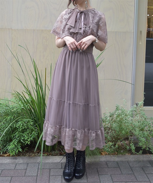ケープ風チュールワンピース | outlet | axes femme online shop ケープ風チュールワンピース | outlet | axes femme online shop