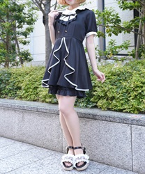 バイカラーリボンセットアップ(黒-M)