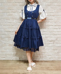 姫袖風ドッキングワンピース(紺-M)
