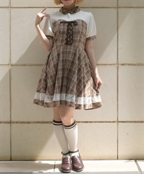 ビスチェ風ドッキングワンピース(茶-F)