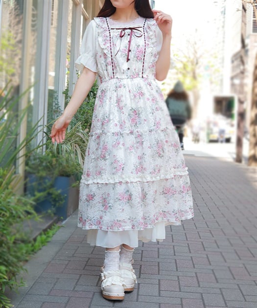 レース×ブーケティアードワンピース【予約】