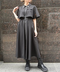 ジップ×異素材ワンピース【WEB先行販売】(黒-F)